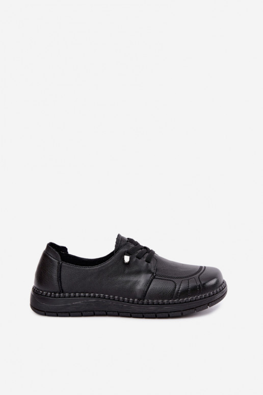 Women's shoes in natural leather Vinceza 107240 black color