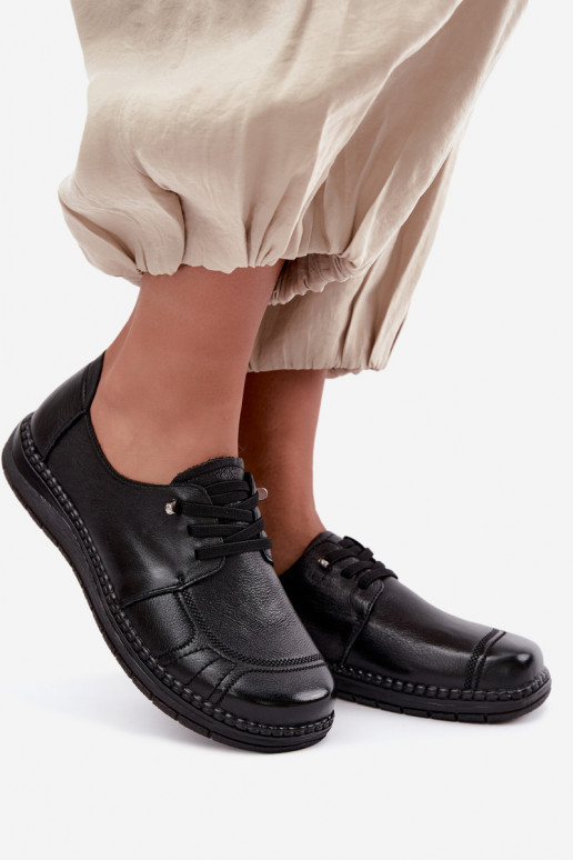Buty damskie ze skóry naturalnej Vinceza 107240 w kolorze czarnym