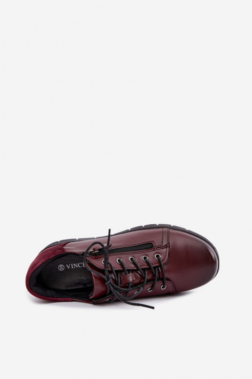 Buty damskie skórzane na platformie Vinceza 39964 w kolorze bordowym