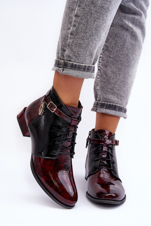 Burgundy women's ankle boots Avalynė Tai turiciejka 5743A-23