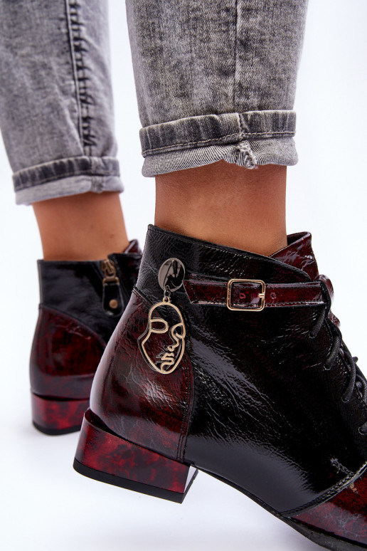 Burgundy women's ankle boots Avalynė Tai turiciejka 5743A-23