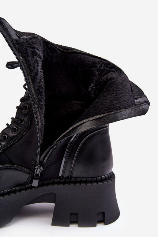 Black faux suede ankle boots with embellishments Tai turirx