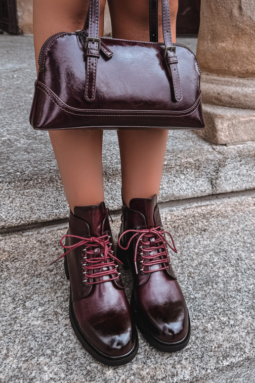 Warm ankle boots, burgundy