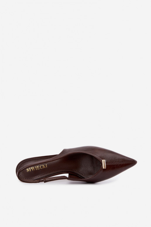 Inessae chocolate high-heeled shoes with decorative details