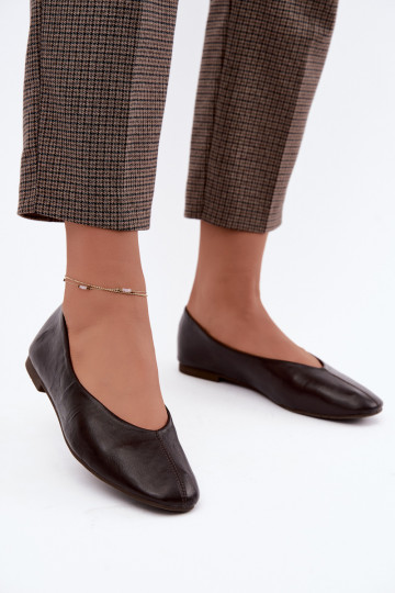 Iralia chocolate ballerinas with decorative embroidery 2