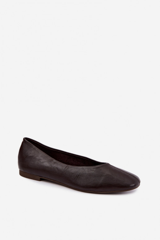 Iralia chocolate ballerinas with decorative embroidery
