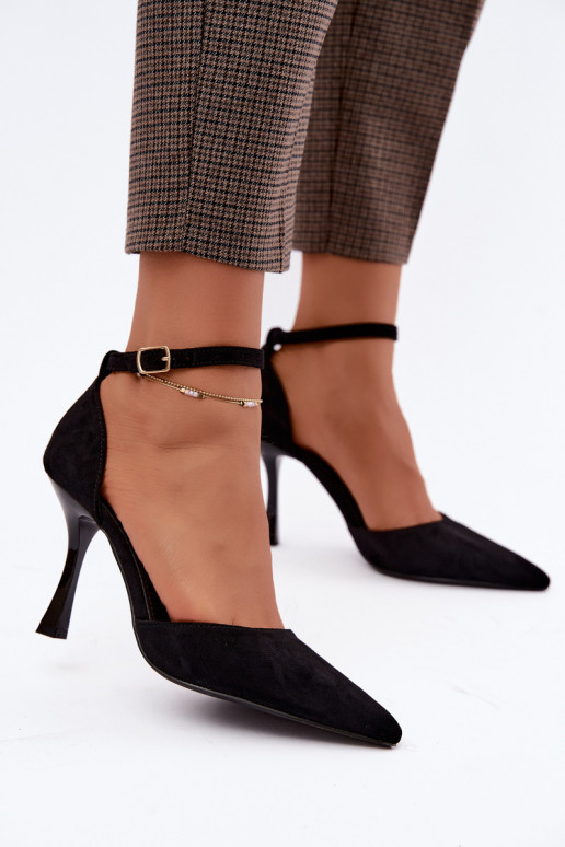 Ladessa black suede shoes with straps