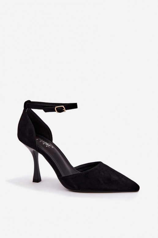 Ladessa black suede shoes with straps