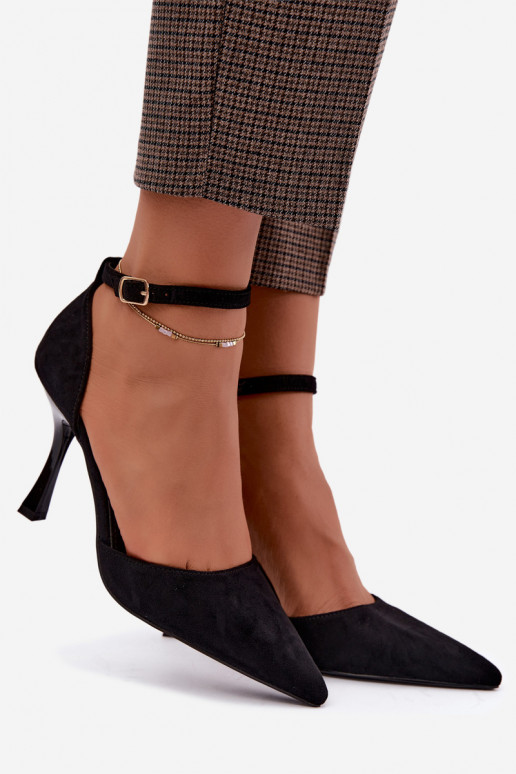 Ladessa black suede shoes with straps