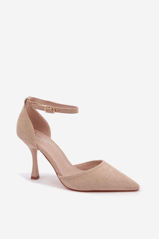 Faux suede shoes with straps in sand color Ladessa