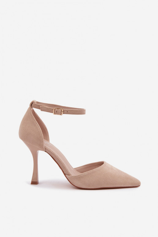 Faux suede shoes with straps in sand color Ladessa