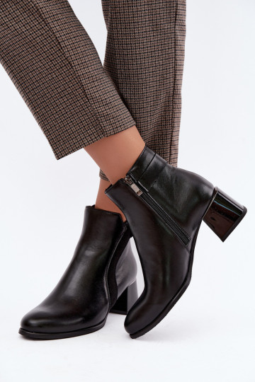 Dirbtinės odos moteriški aulinukai su kulniukais pašiltinti Zazoo 60563 juodos spalvos 2