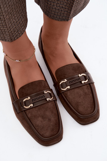 Moccasins with decorative elements in brown color Evelora 2