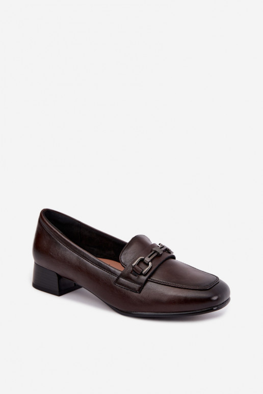 Faux leather shoes with ornaments Vinceza 39978 in chocolate color