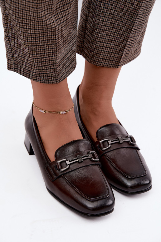Faux leather shoes with ornaments Vinceza 39978 in chocolate color