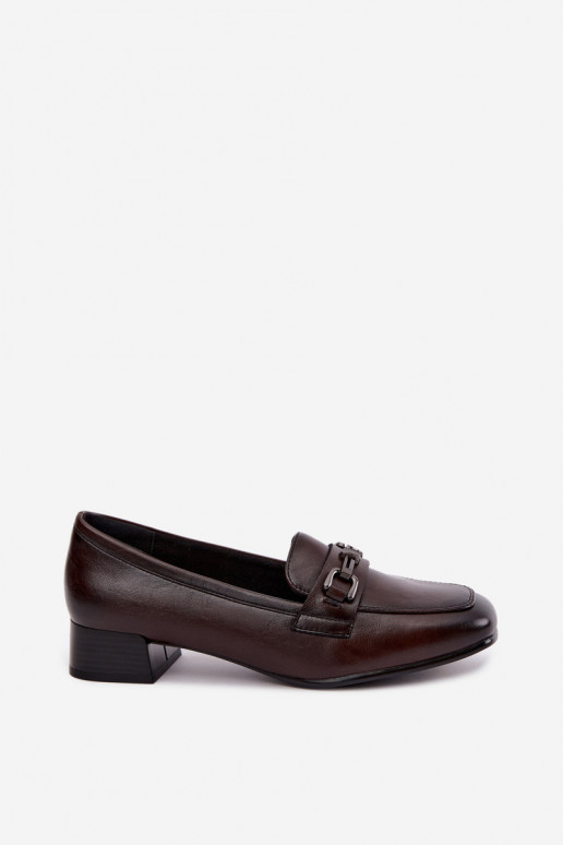 Faux leather shoes with ornaments Vinceza 39978 in chocolate color