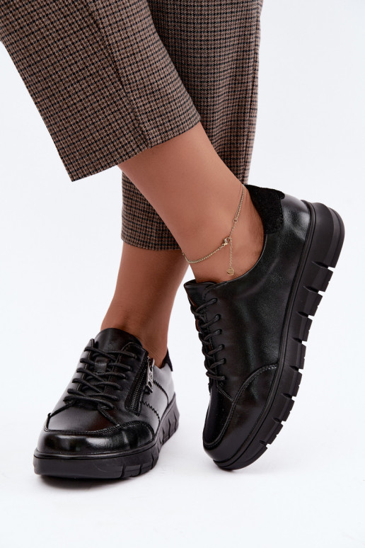 Faux leather shoes Vinceza 13130 in black color