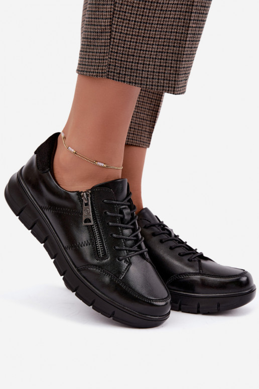 Faux leather shoes Vinceza 13130 in black color