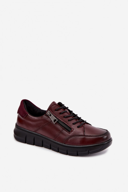 Faux leather shoes Vinceza 13130 in burgundy color
