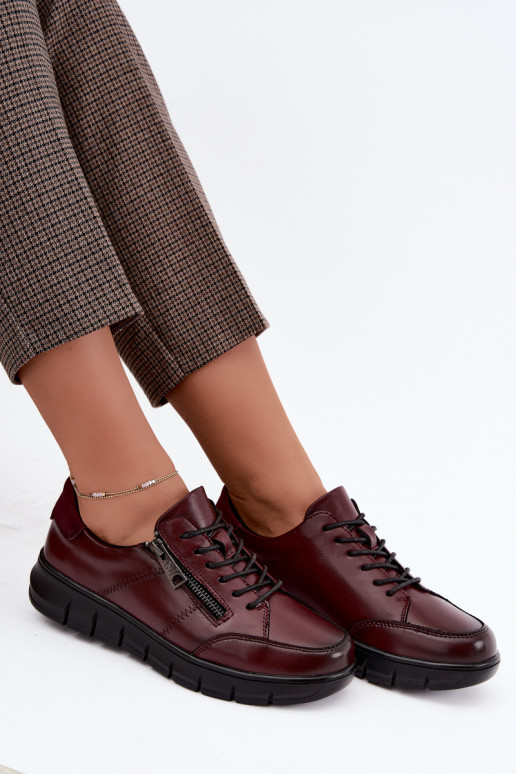 Faux leather shoes Vinceza 13130 in burgundy color