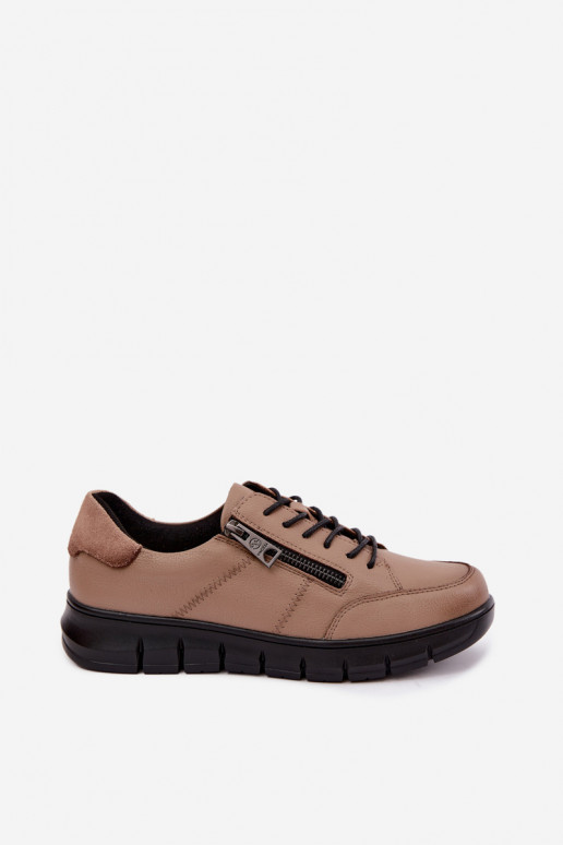 Faux leather shoes Vinceza 13130 in sand color