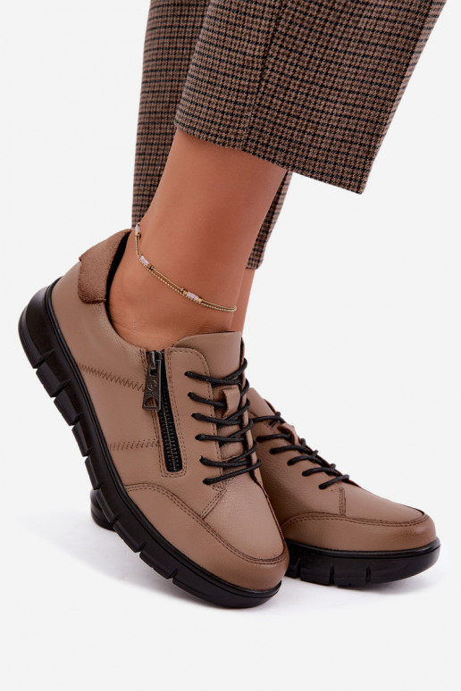 Faux leather shoes Vinceza 13130 in sand color