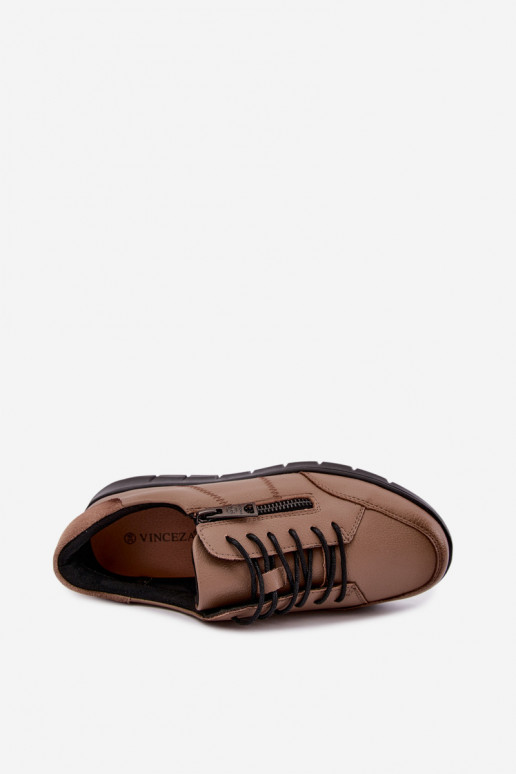 Faux leather shoes Vinceza 13130 in sand color