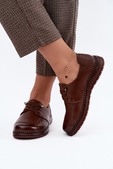Faux leather shoes Vinceza 107240 in brown color