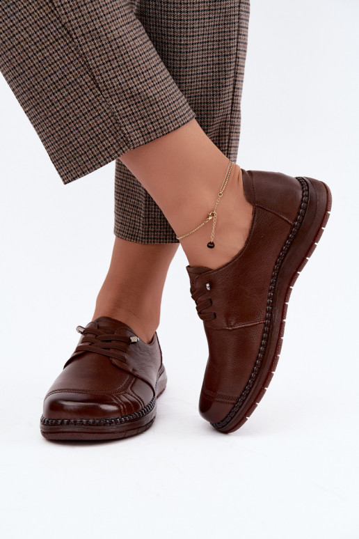 Faux leather shoes Vinceza 107240 in brown color