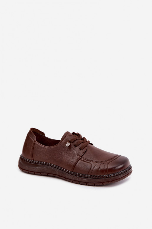 Faux leather shoes Vinceza 107240 in brown color