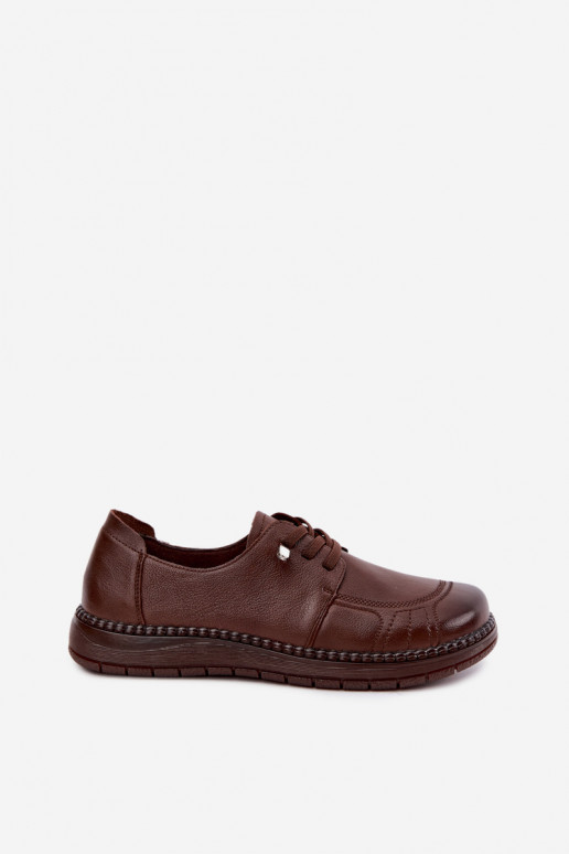 Faux leather shoes Vinceza 107240 in brown color