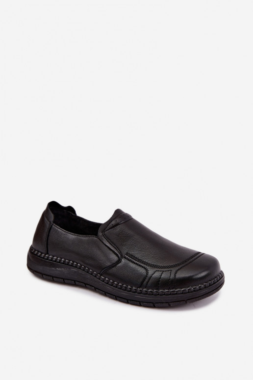 Faux leather slip-on shoes Vinceza 107241 in black color