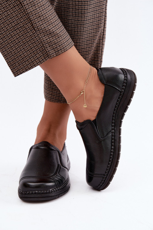 Faux leather slip-on shoes Vinceza 107241 in black color
