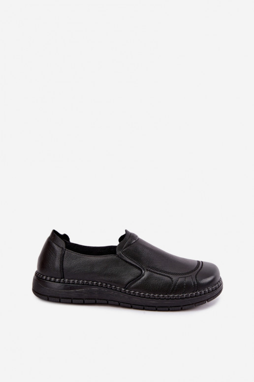 Faux leather slip-on shoes Vinceza 107241 in black color