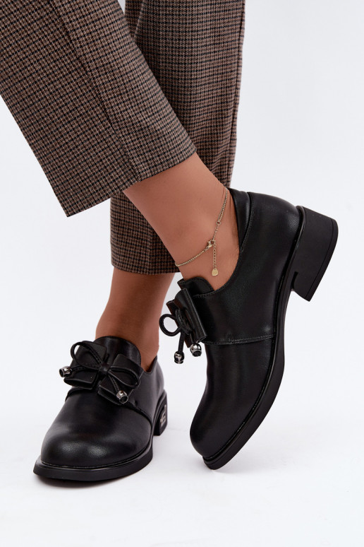 Faux leather shoes with bows T.Sokolski AN J26-190 in black color