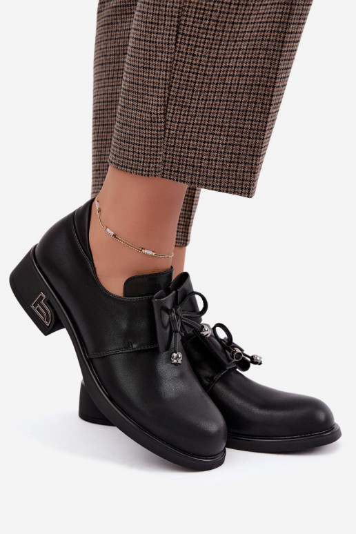 Faux leather shoes with bows T.Sokolski AN J26-190 in black color