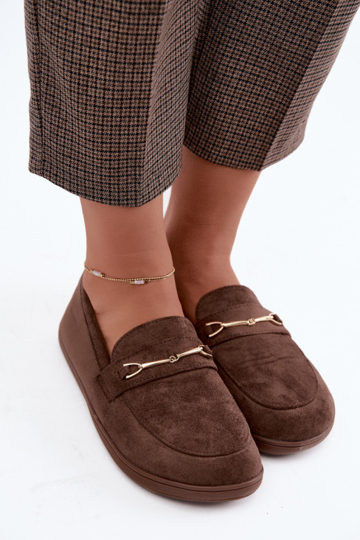 Golden moccasins Barefoot Ze with brown details Paresa