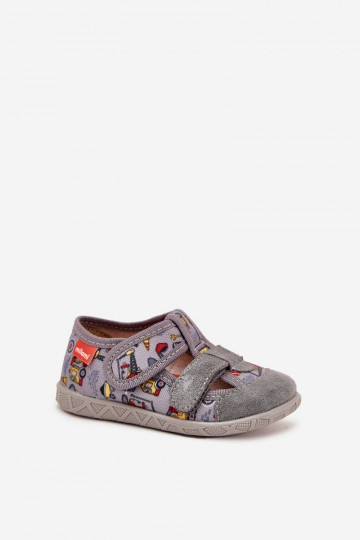 Children's slippers Milami with sticky fastenings in gray