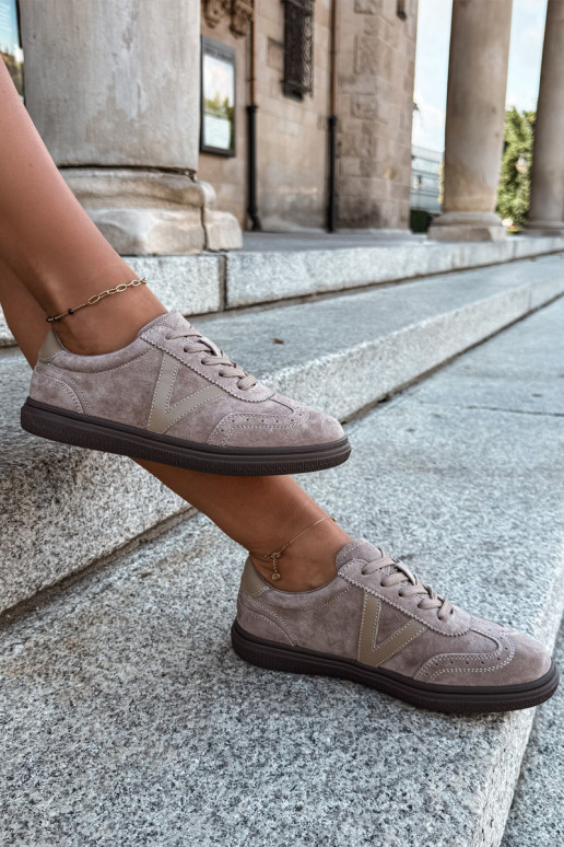 Cariva sand leather and suede sneakers