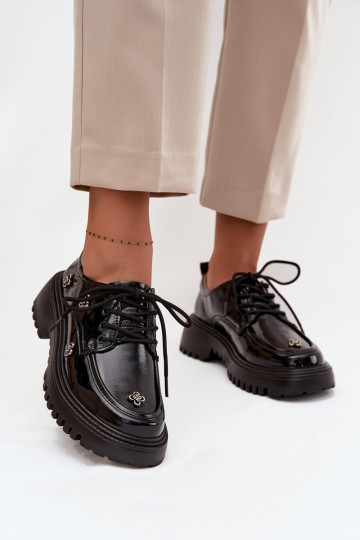 Lakierowane skórzane buty damskie z klamrami w kolorze czarnym Artiker 57C0333 2