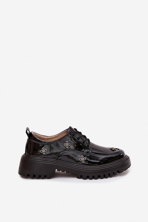 Patent leather women's shoes with buckles in black Artiker 57C0333