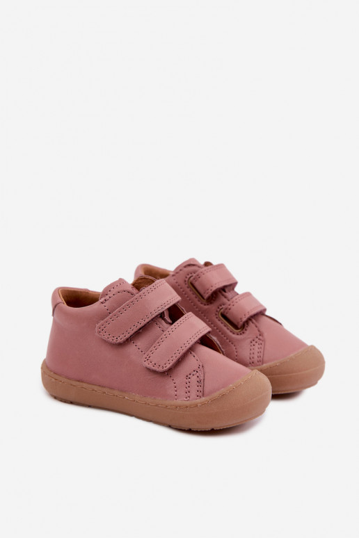 Ciemnoróżowe dziecięce skórzane buty Barefoot Froddo G2130328-6