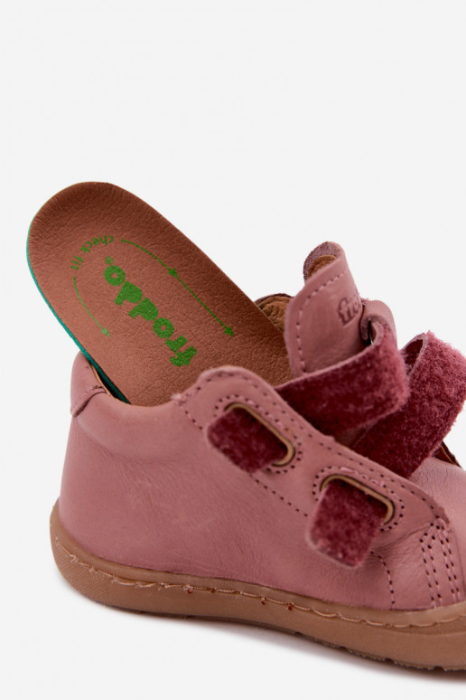 Ciemnoróżowe dziecięce skórzane buty Barefoot Froddo G2130328-6