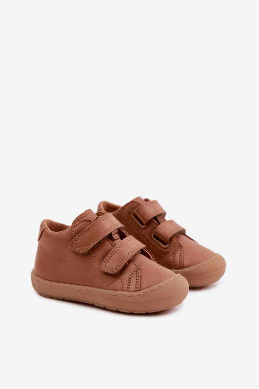 Brown children's leather shoes Barefoot Froddo G2130328-2