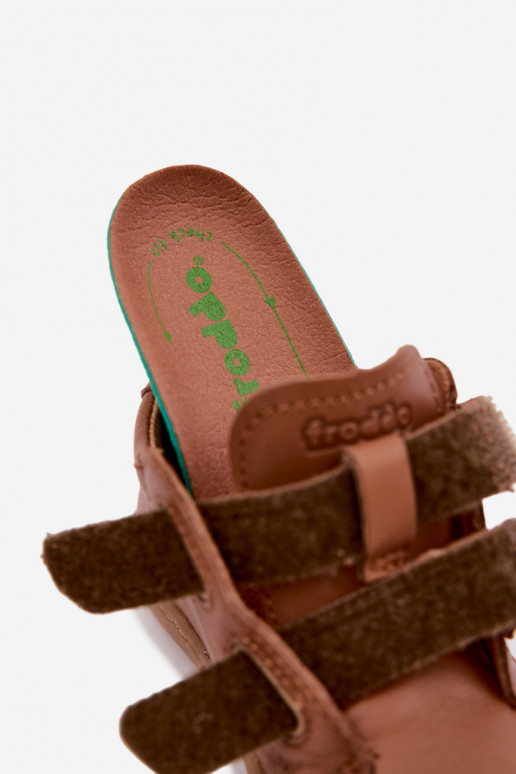 Brązowe dziecięce skórzane buty Barefoot Froddo G2130328-2