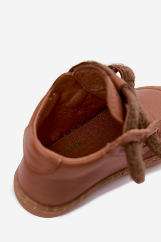 Brown children's leather shoes Barefoot Froddo G2130328-2