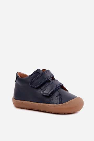 Dark blue children's leather shoes Barefoot Froddo G2130328