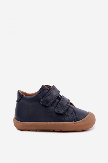 Dark blue children's leather shoes Barefoot Froddo G2130328 2