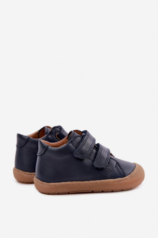 Dark blue children's leather shoes Barefoot Froddo G2130328