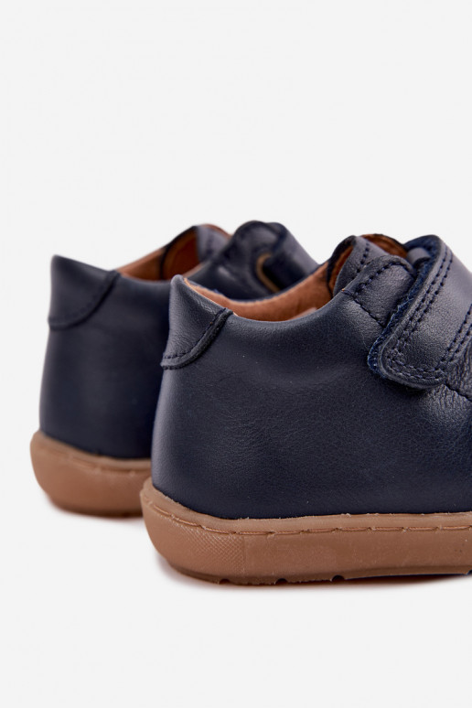 Dark blue children's leather shoes Barefoot Froddo G2130328
